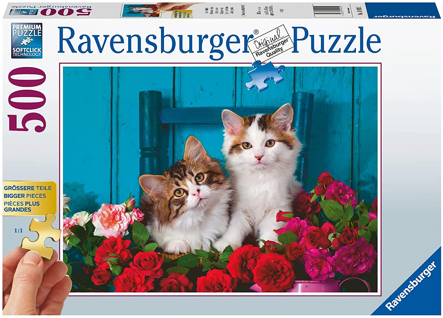 Kittens and Roses – 500 Piece Jigsaw Puzzle (Ravensburger)