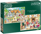 A Summer Evening At The Pub – 2 x 500 Piece Jigsaw Puzzles (Falcon De Luxe)