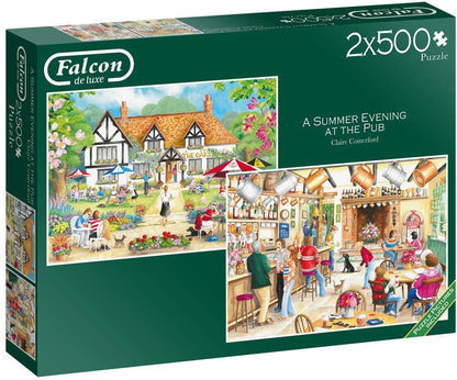 Falcon De Luxe - A Summer Evening At The Pub - 2 X 500 Piece Jigsaw Puzzles