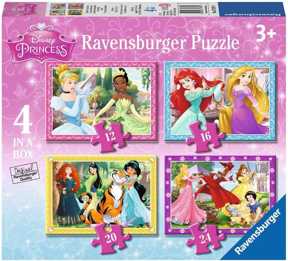 Ravensburger - Disney Princess 4 in a Box -  12, 16, 20, 24 Piece Jigsaw Puzzles