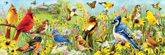 Eurographics - Garden Birds Panoramic by Greg Giordano - 1000 Piece Jigsaw Puzzle