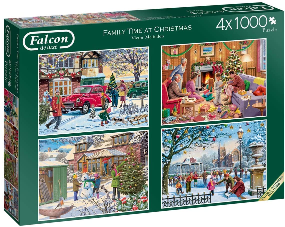 Falcon De Luxe - Family Time At Christmas - 4 X 1000 Piece Jigsaw Puzzles
