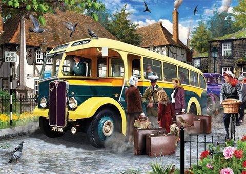 Artwork: Catching The Bus – 500 Piece Jigsaw Puzzle (Falcon de luxe)