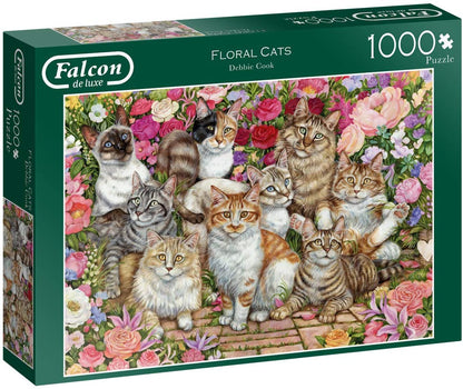 Falcon De Luxe - Floral Cats - 1000 Piece Jigsaw Puzzle