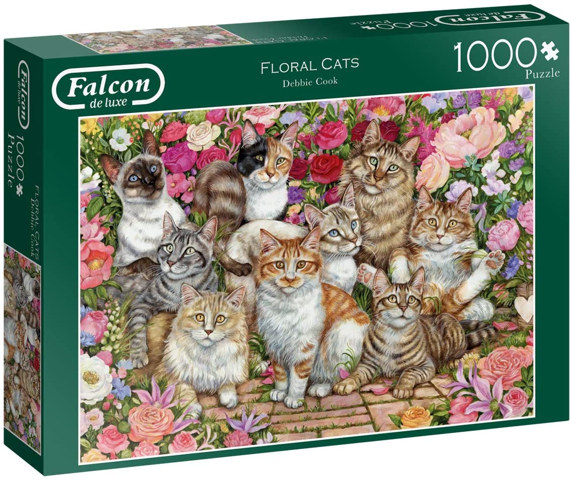 Floral Cats – 1000 Piece Jigsaw Puzzle (Falcon De Luxe)