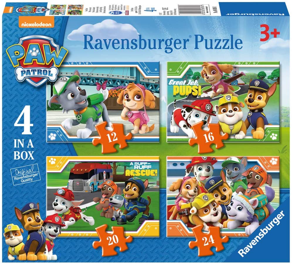 Paw Patrol 4 in a Box – 12, 16, 20, 24 Piece Jigsaw Puzzles (Ravensburger)