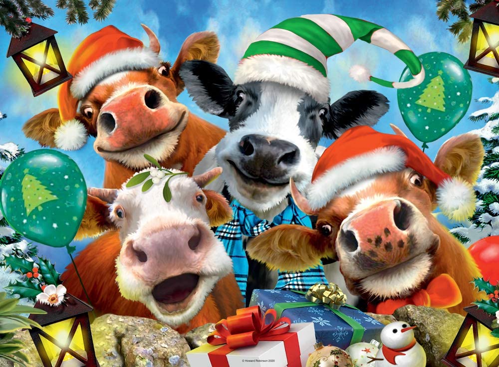 Ravensburger - Christmas Selfies - We Wish Moo a Merry Christmas - 500 Piece Jigsaw Puzzle