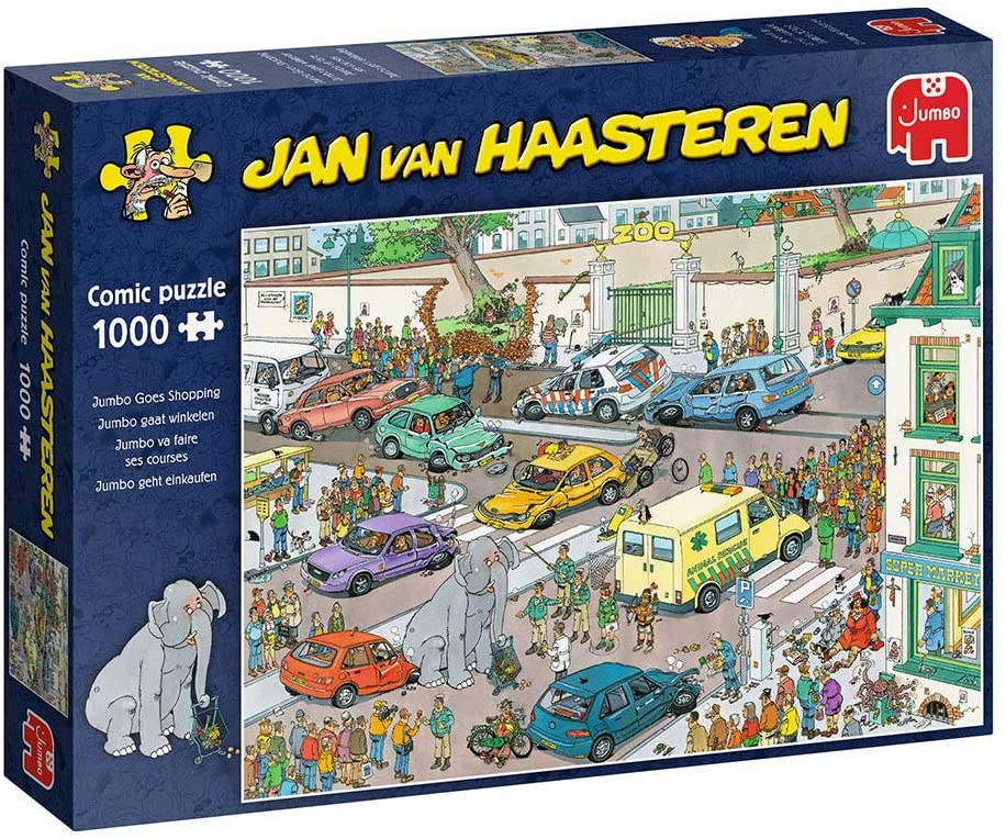 Jumbo Goes Shopping by Jan Van Haasteren – 1000 Piece Jigsaw Puzzle (Jumbo)