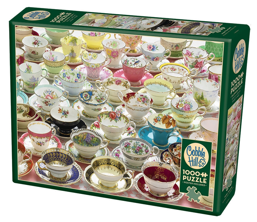 More Teacups – 1000 Piece Jigsaw Puzzle (Cobble Hill) - Completed Puzzle