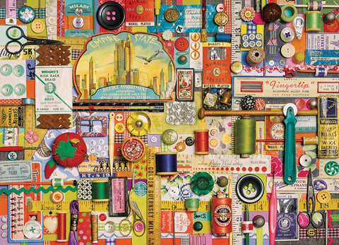 Artwork: Sewing Notions – 1000 Piece Jigsaw Puzzle (Cobble Hill)