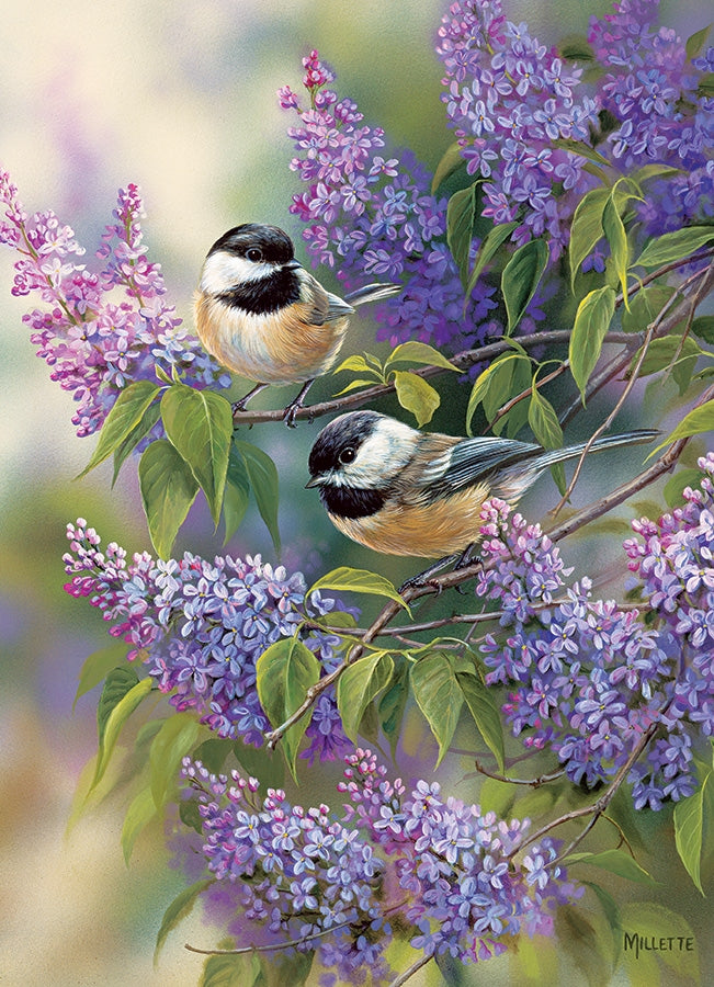 Cobble Hill - Chickadees and Lilacs - 1000 Piece Jigsaw Puzzle