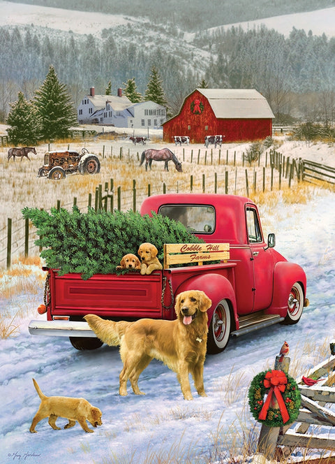Artwork: Christmas on the Farm – 1000 Piece Jigsaw Puzzle (Cobble Hill)