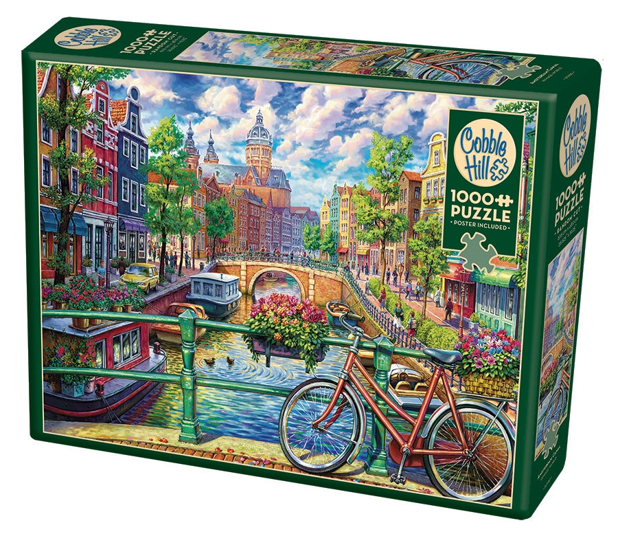 Amsterdam Canal – 1000 Piece Jigsaw Puzzle (Cobble Hill) - Completed Puzzle