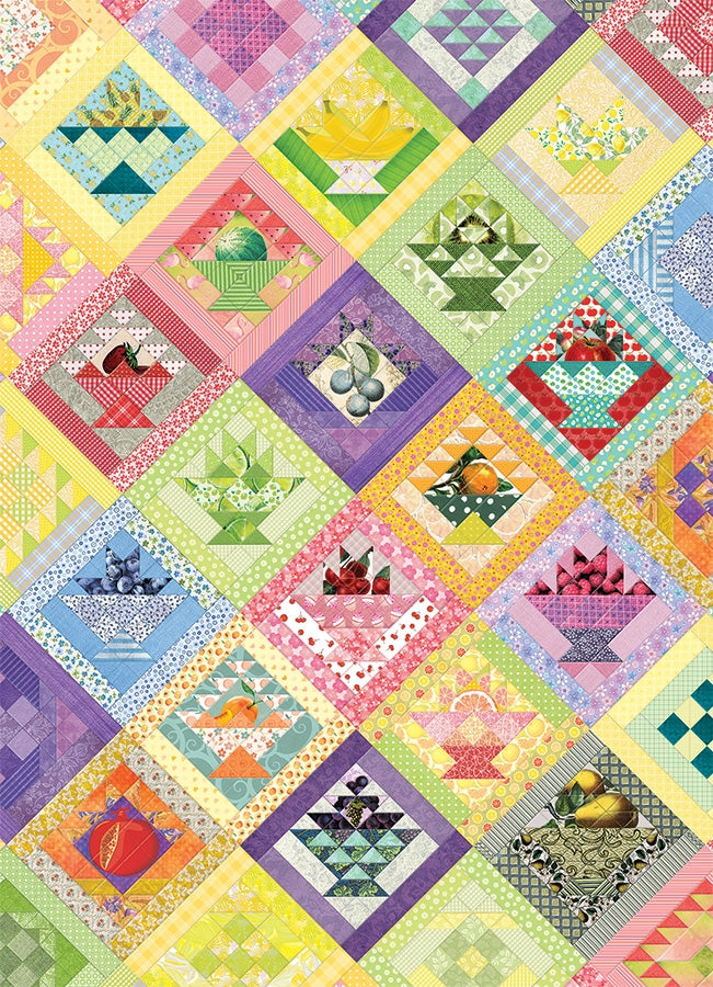 Fruit Basket Quilt – 1000 Piece Jigsaw Puzzle (Cobble Hill)