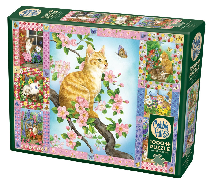 Blossoms and Kittens Quilt – 1000 Piece Jigsaw Puzzle (Cobble Hill)