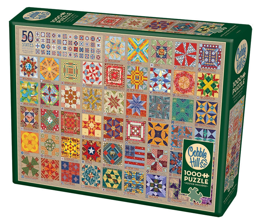 Cobble Hill - 50 States Quilt Blocks - 1000 Piece Jigsaw Puzzle
