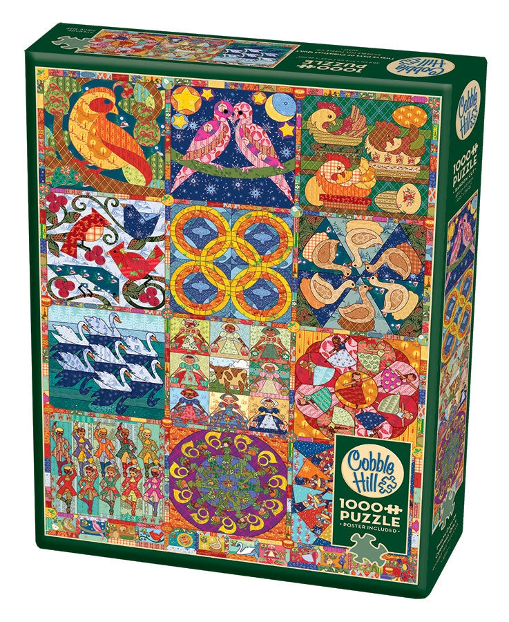 Twelve Days of Christmas Quilt – 1000 Piece Jigsaw Puzzle (Cobble Hill)