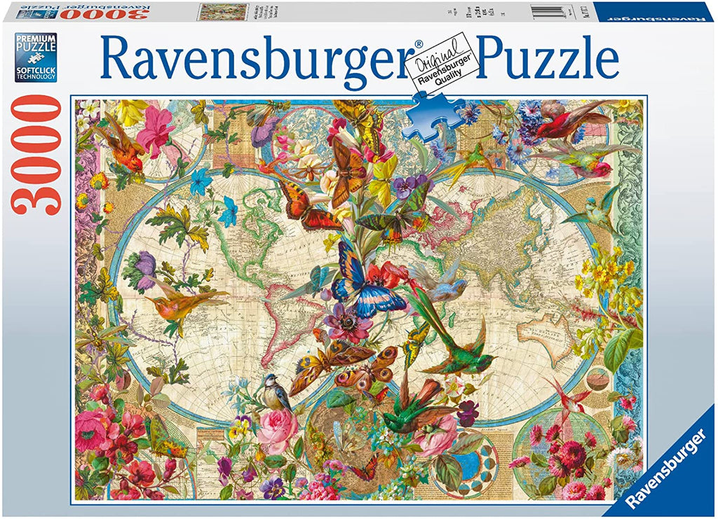 Flora Fauna World Map – 3000 Piece Jigsaw Puzzle (Ravensburger)