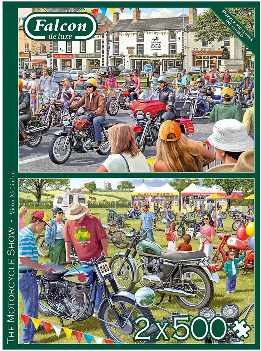 The Motorcycle Show – 2 x 500 Piece Jigsaw Puzzle (Falcon De Luxe)