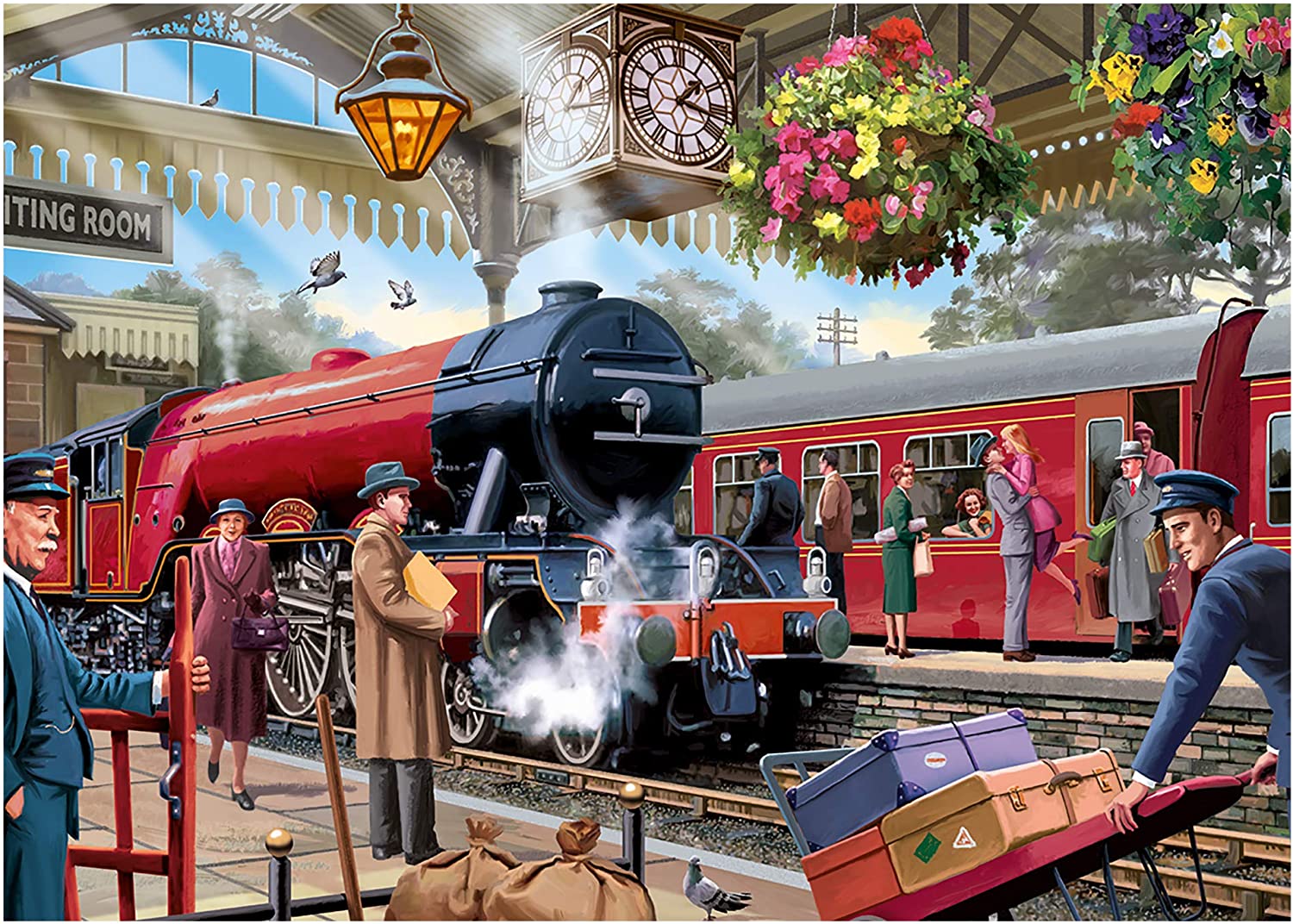 Waiting On The Platform – 1000 Piece Jigsaw Puzzle (Falcon De Luxe)