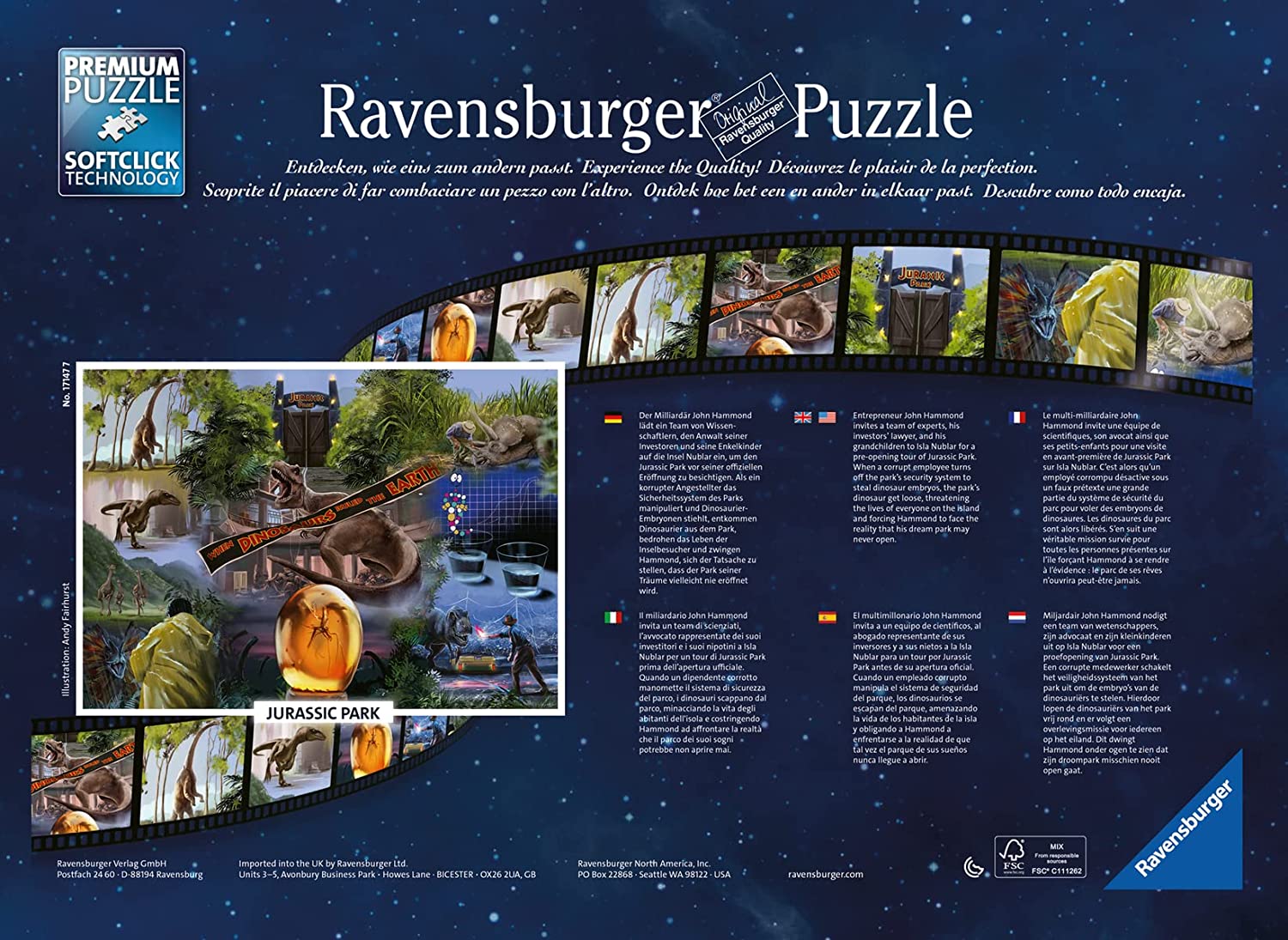 Jurassic Park Movie Poster – 1000 Piece Jigsaw Puzzle (Ravensburger)