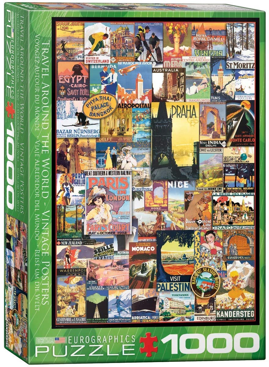 Travel Around the World Vintage Posters – 1000 Piece Jigsaw Puzzle (Eurographics)