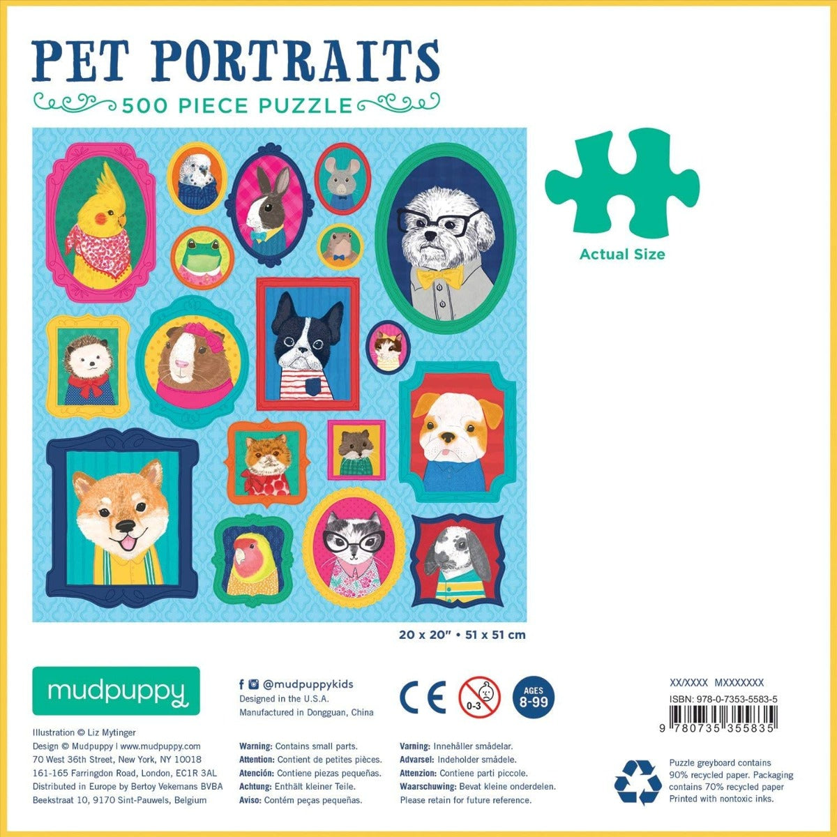Galison - Pet Portraits - 500 Piece Jigsaw Puzzle