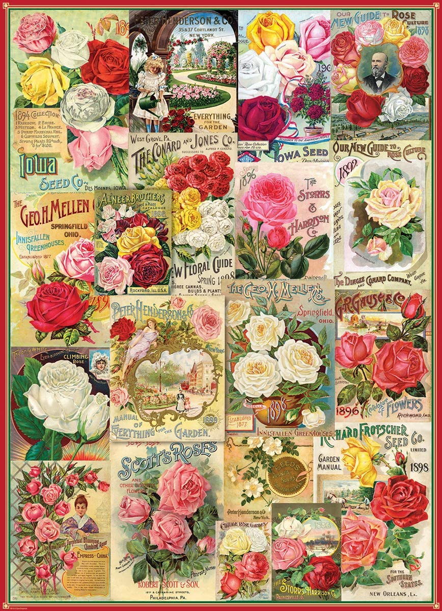 flower seed packet puzzle Roses Seed Catalogue Collection – 1000 Piece Jigsaw Puzzle (Eurographi – Puzzles Galore