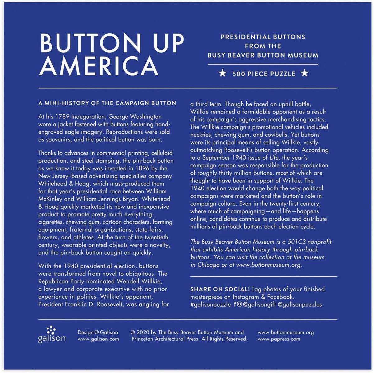 Button Up America – 500 Piece Jigsaw Puzzle (Galison)