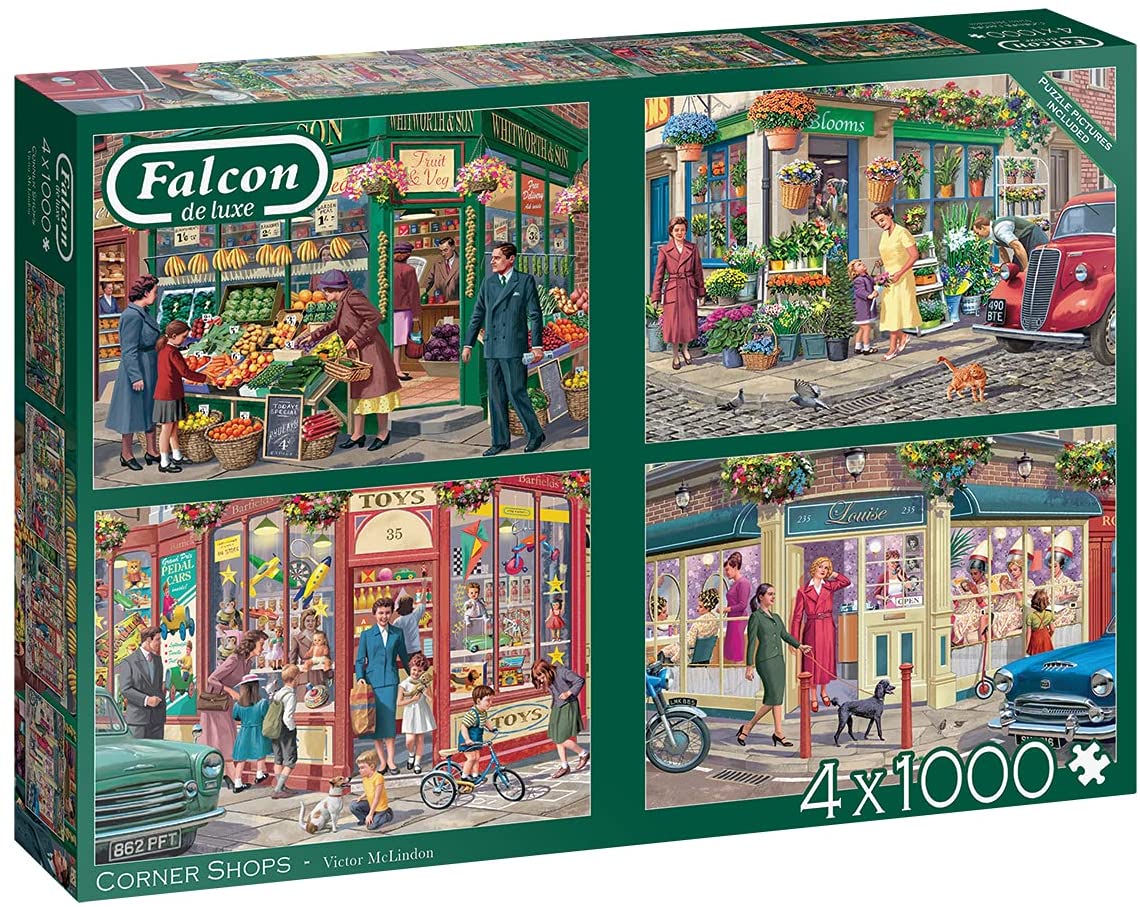 Falcon De Luxe - Corner Shops - 4 X 1000 Piece Jigsaw Puzzles