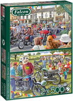 The Motorcycle Show – 2 x 500 Piece Jigsaw Puzzle (Falcon De Luxe)