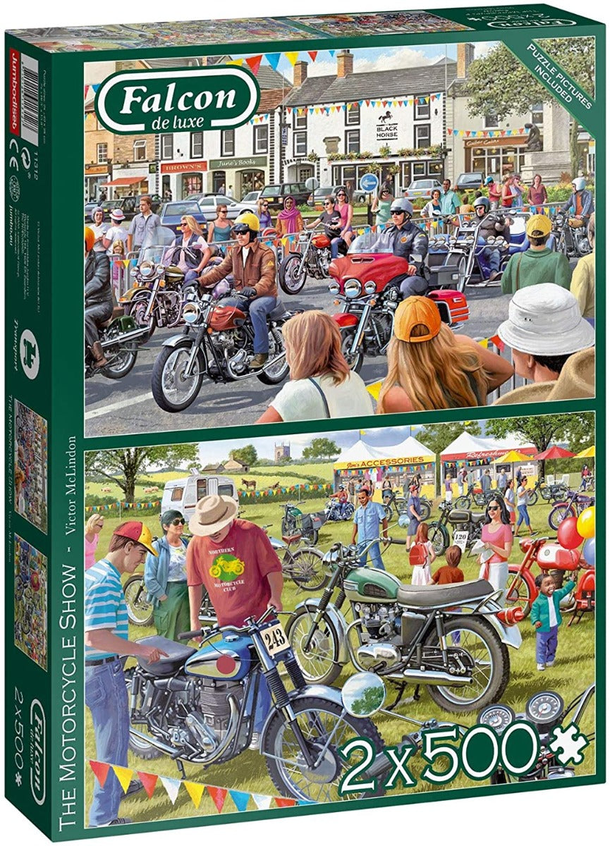 The Motorcycle Show – 2 x 500 Piece Jigsaw Puzzle (Falcon De Luxe)
