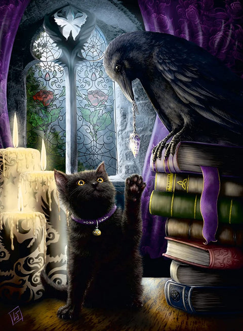 Black Cat and Raven – 500 Piece Jigsaw Puzzle (Ravensburger)