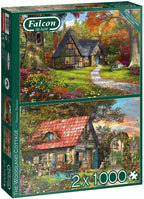 Woodland Cottages – 2 x 1000 Piece Jigsaw Puzzles (Falcon De Luxe)