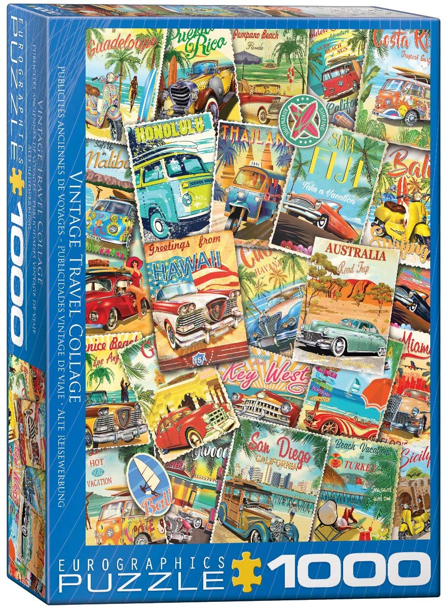 Vintage Travel Collage – 1000 Piece Jigsaw Puzzle (Eurographics)