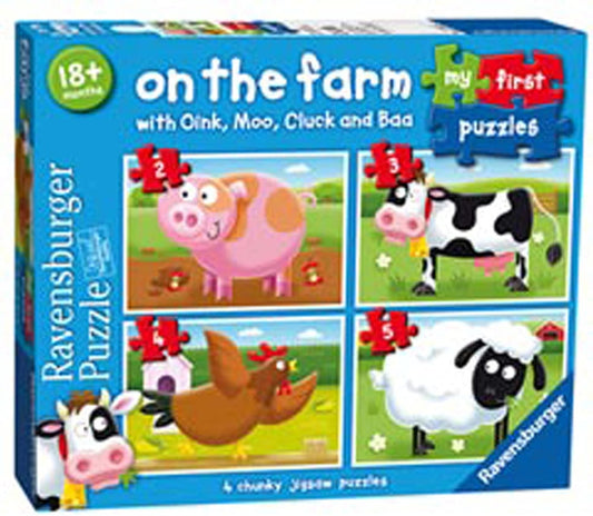 Ravensburger - On the Farm My First Puzzles - 2,3,4,5 Piece Jigsaw Puzzles