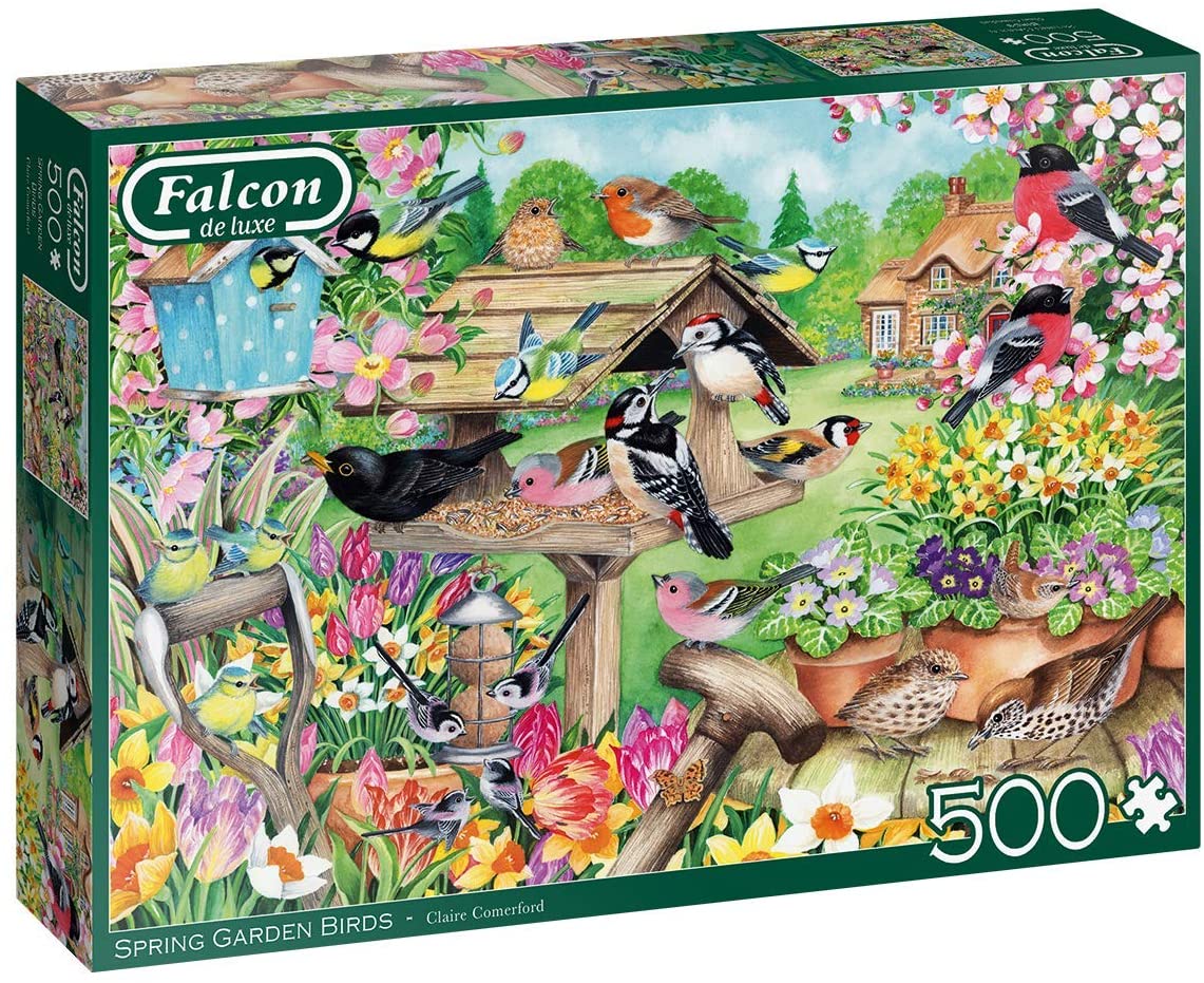 Spring Garden Birds – 500 Piece Jigsaw Puzzle (Falcon De Luxe)