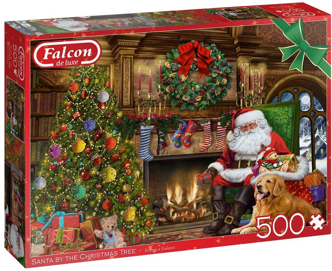 Santa By The Christmas Tree – 500 Piece Jigsaw Puzzle (Falcon De Luxe)
