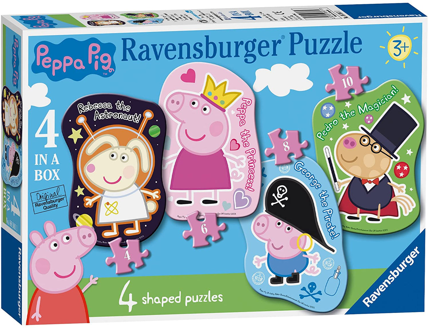 Ravensburger - Peppa Pig Four Shaped Puzzles - 4,6,8,10 Piece Jigsaw Puzzles