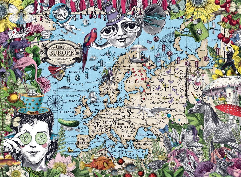 European Map, Quirky Circus – 500 Piece Jigsaw Puzzle (Ravensburger)