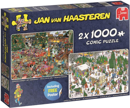 Jan Van Haasteren - Christmas Dinner - 2 X 1000 Piece Jigsaw Puzzles