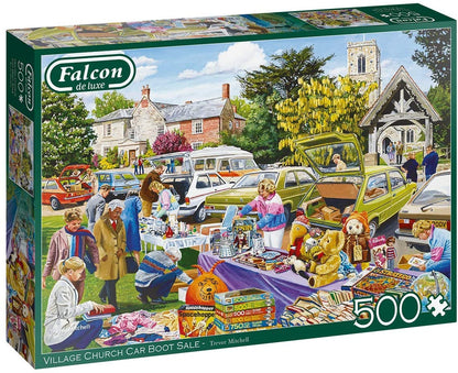 Falcon De Luxe - Village Church Car Boot Sale - 500 Piece Jigsaw Puzzle
