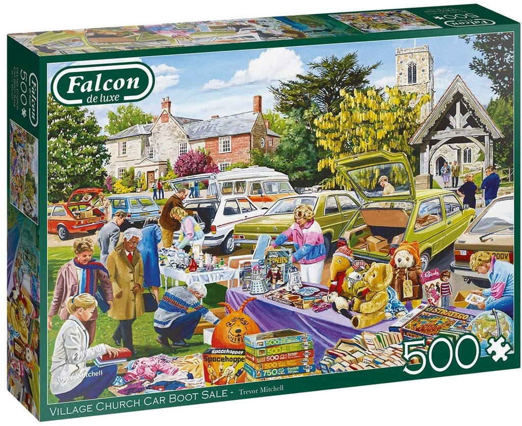 Village Church Car Boot Sale – 500 Piece Jigsaw Puzzle (Falcon De Luxe)