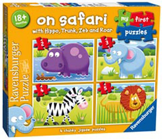 Ravensburger - On Safari My First Puzzles -  2, 3, 4 and 5 Piece Jigsaw Puzzles