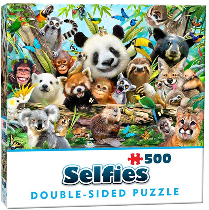 Cheatwell Games - Selfie Of Jungle Animals - Double-sided 500 Piece Jigsaw Puzzle