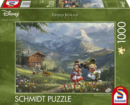 Schmidt - Thomas Kinkade: Disney Mickey & Minnie in the Alps - 1000 Piece Jigsaw Puzzle