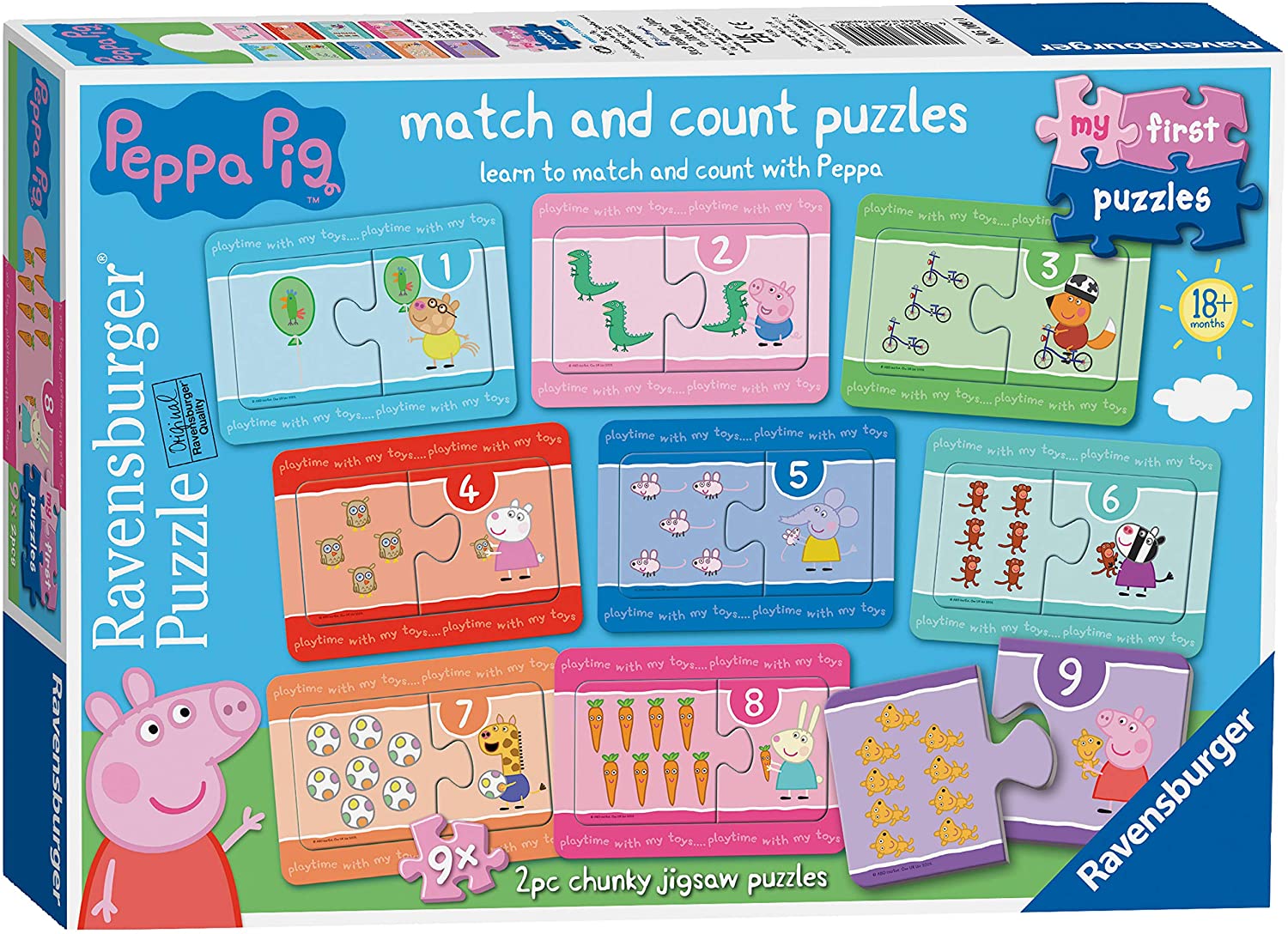 Peppa Pig 9 x 2 – 2 Piece Jigsaw Puzzle (Ravensburger)