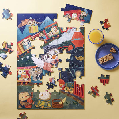 Galison - Piece It Together Family Puzzle: Owl Aboard! - 60 Piece Jigsaw Puzzle