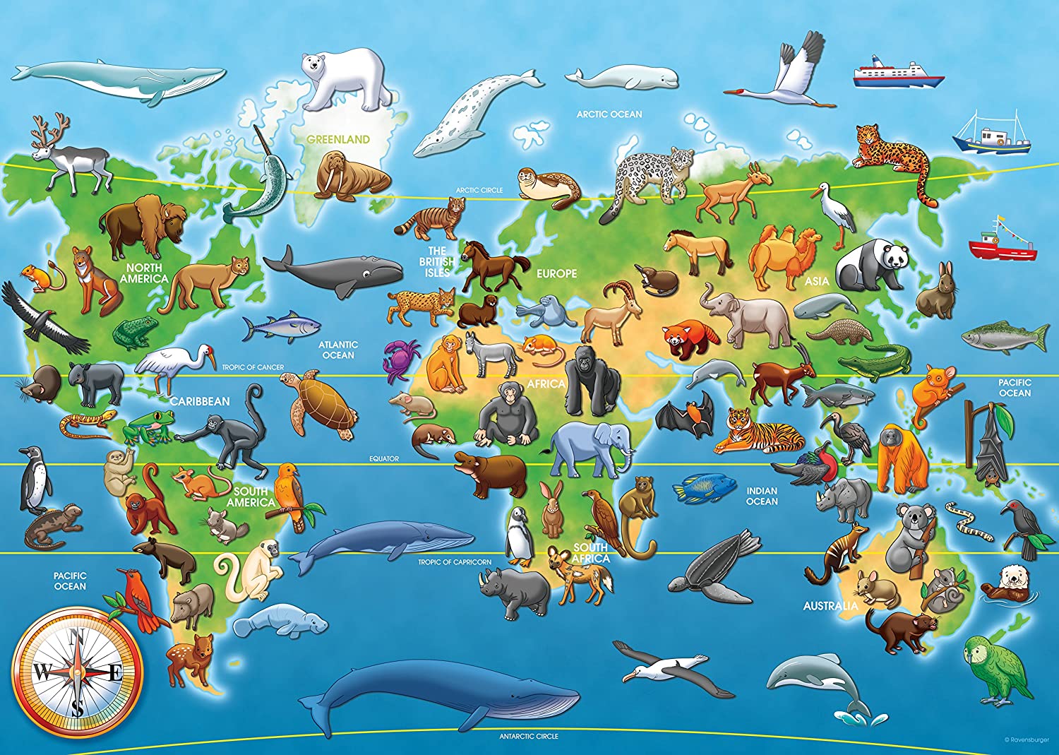 Ravensburger - Endangered Animals Giant Floor Puzzle - 60 Piece Jigsaw ...