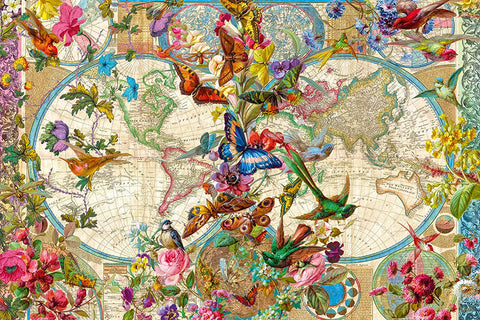 Artwork: Flora Fauna World Map – 3000 Piece Jigsaw Puzzle (Ravensburger)